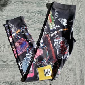 Ostroy black fashion Leggings NYC Yoga fitness cycling urban decay sz Small New